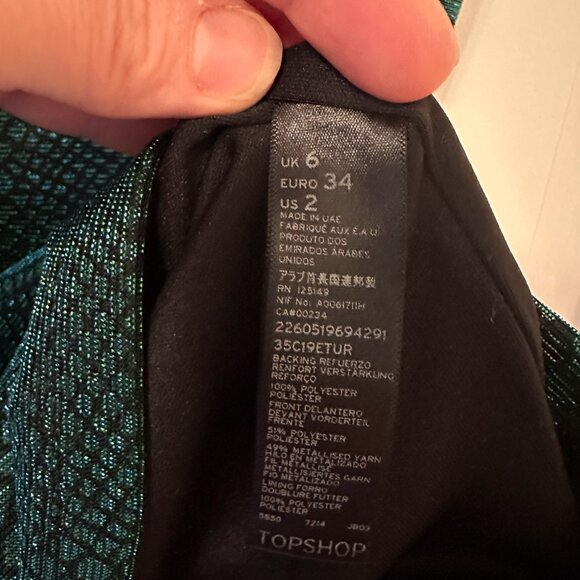 RARE TOPSHOP Mini Snake Shimmer Dress Size 2 - Picture 4 of 5
